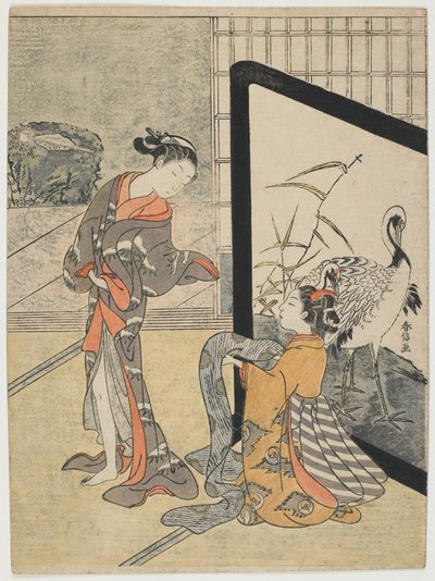Vistiéndose de Suzuki Harunobu