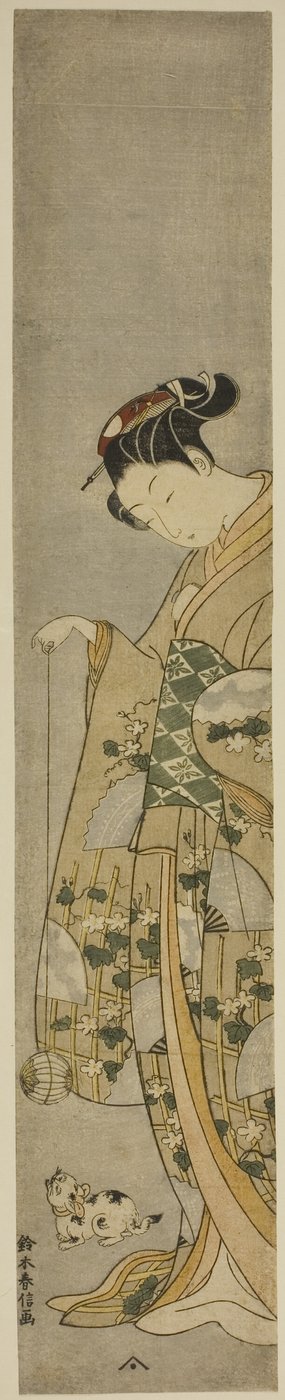 Niña jugando con un gato de Suzuki Harunobu