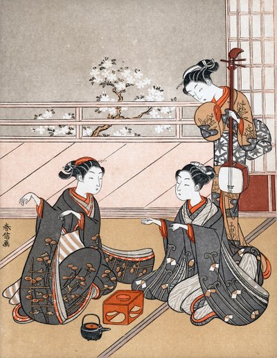 Niñas jugando al juego de Ken, c1745-1770 de Suzuki Harunobu