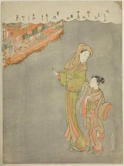 Yendo al teatro de Suzuki Harunobu