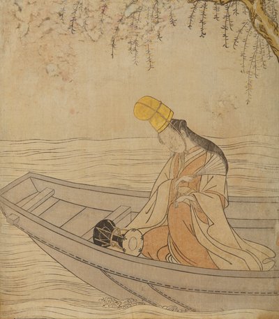Una mujer en un barco de Suzuki Harunobu