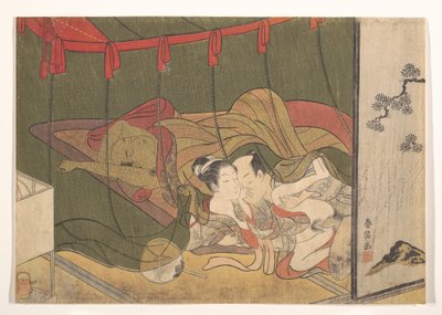 Amantes bajo una mosquitera de Suzuki Harunobu