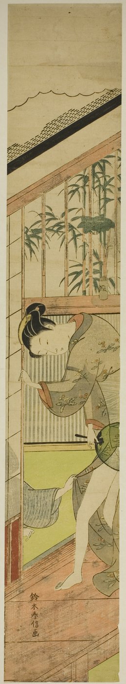 Hombre tirando del kimono de una mujer de Suzuki Harunobu