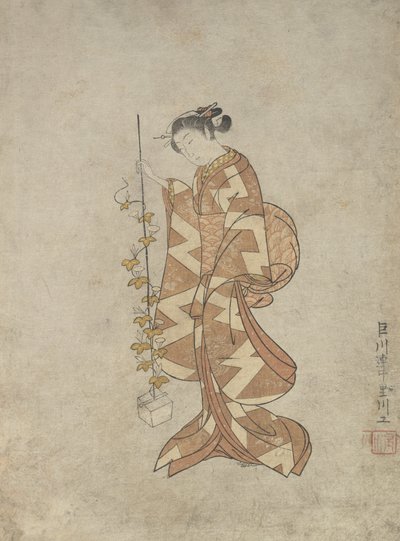 Representación Moderna de la Poetisa Kaga no Chiyo, ca. 1765 de Suzuki Harunobu