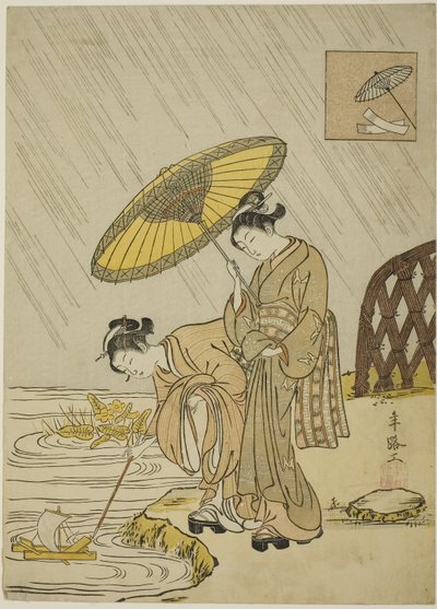 Ono no Komachi rezando para que llueva de Suzuki Harunobu