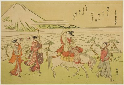 Parodia del viaje al este de Ariwara no Narihira de Suzuki Harunobu