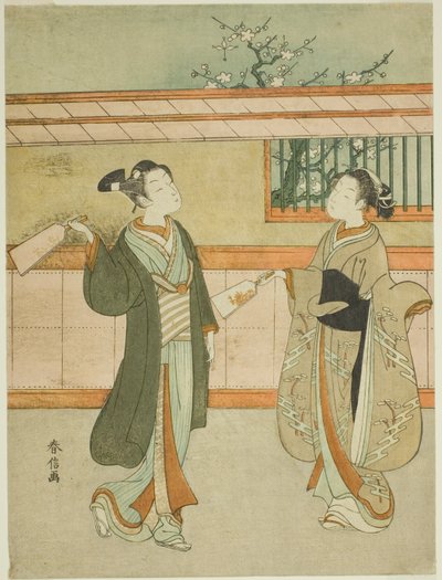 Jugando al Volante y la Pluma de Suzuki Harunobu