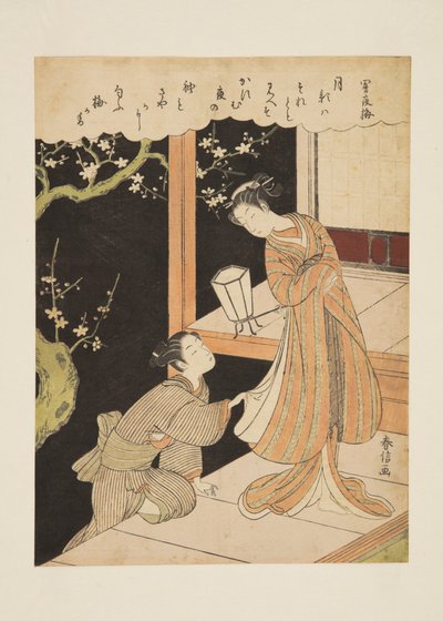 Flores de Ciruelo en una Noche Oscura de Suzuki Harunobu
