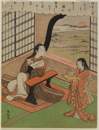 Poema de Kakinomoto Hitomaro de Suzuki Harunobu