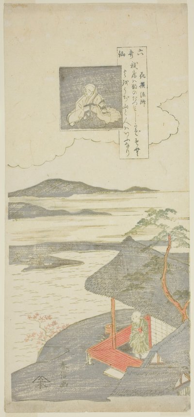 Poema de Kisen Hoshi, de la serie "Seis poetas famosos (Rokkasen)" de Suzuki Harunobu