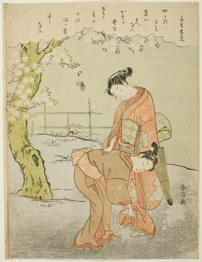 Poema de Mibuno no Tadami, de una serie sin título de Treinta y Seis Poetas Inmortales de Suzuki Harunobu