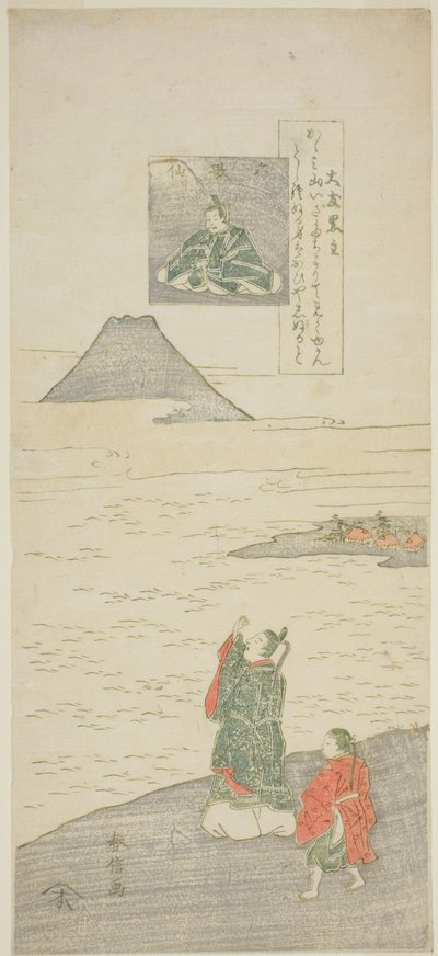 Poema de Otomo no Kuronushi, de la serie "Seis Poetas Famosos (Rokkasen)" de Suzuki Harunobu