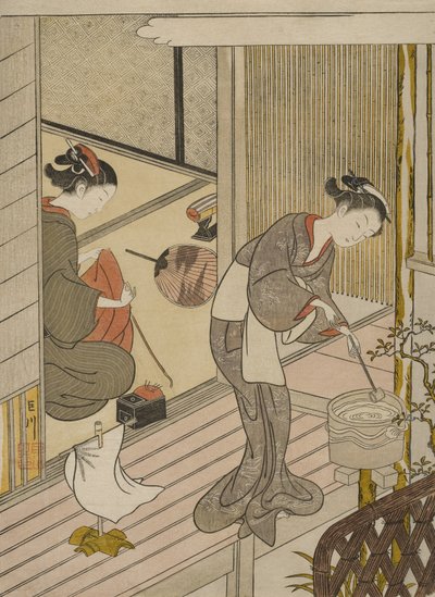 Velas de regreso del toallero de Suzuki Harunobu