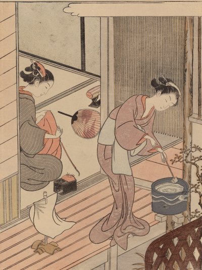 Velas que regresan del toallero, de la serie Ocho vistas de salón de Suzuki Harunobu