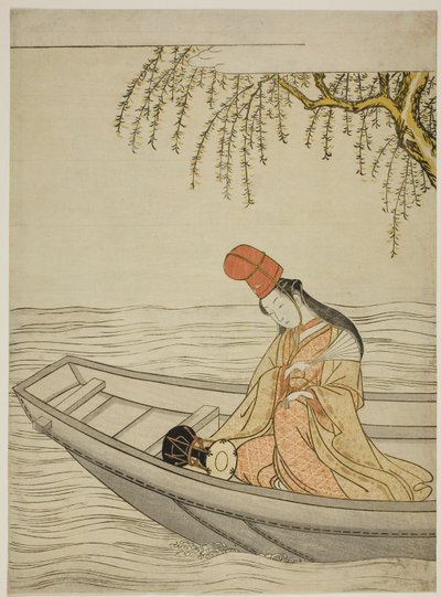 Bailarina Shirabyoshi en el barco Asazuma de Suzuki Harunobu