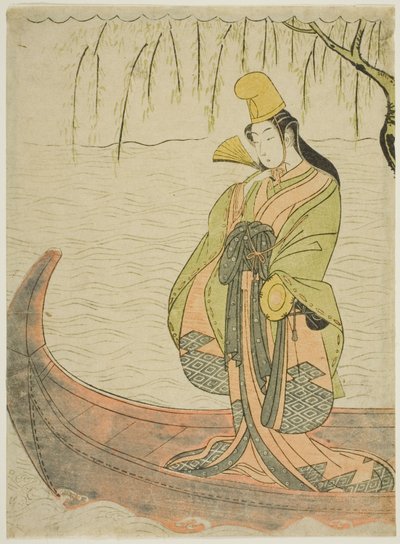 Bailarina Shirabyoshi de pie en el Barco Asazuma de Suzuki Harunobu