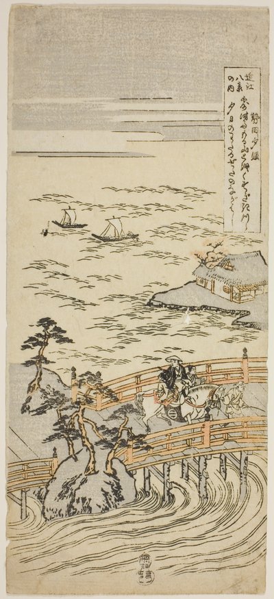 Brillo del atardecer en Seta, de la serie "Ocho vistas de Omi" de Suzuki Harunobu
