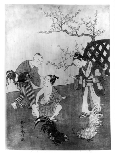La pelea de gallos de Suzuki Harunobu