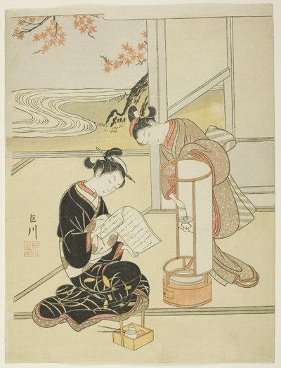 El Resplandor de la Tarde de una Lámpara (Andon no sekisho), de la serie "Ocho Vistas del Salón (Zashiki hakkei)" de Suzuki Harunobu