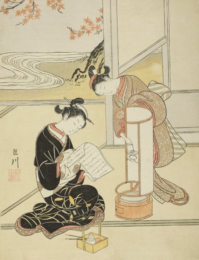 El resplandor vespertino de una lámpara de Suzuki Harunobu