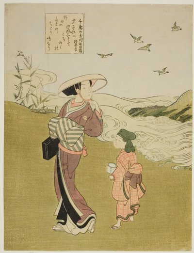 El río de las pluvias (Chidori no Tamagawa), de una serie sin título de Seis Ríos de Joyas de Suzuki Harunobu