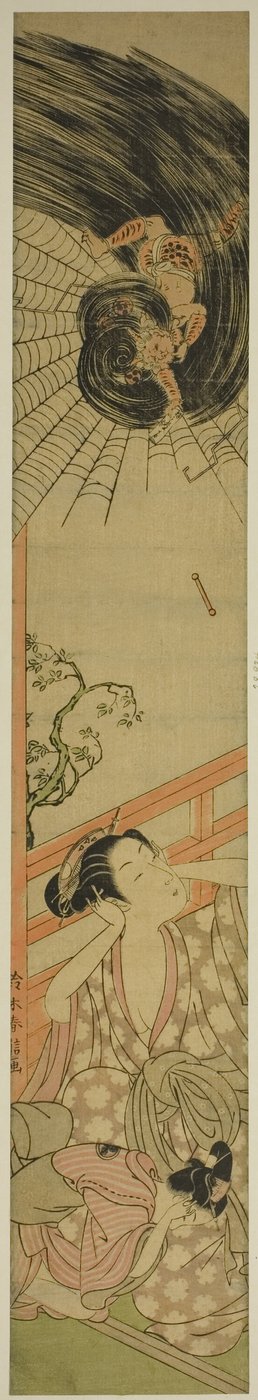 El dios del trueno herido entregando una carta de amor a una cortesana de Suzuki Harunobu