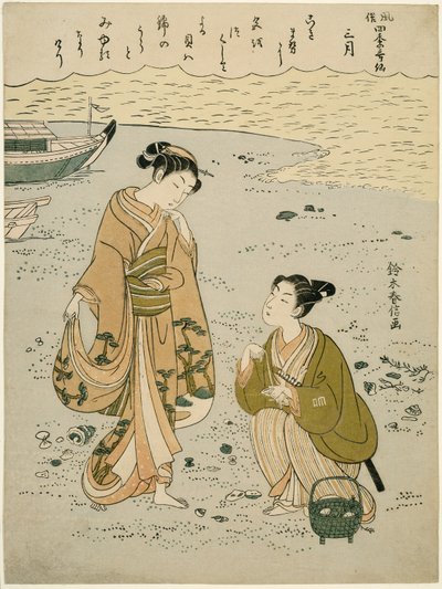 El tercer mes (Sangatsu), de la serie "Versiones populares de poetas inmortales en cuatro estaciones (Fuzoku shiki kasen)" de Suzuki Harunobu
