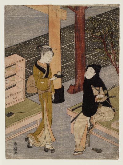 El artista y O-sen de Suzuki Harunobu