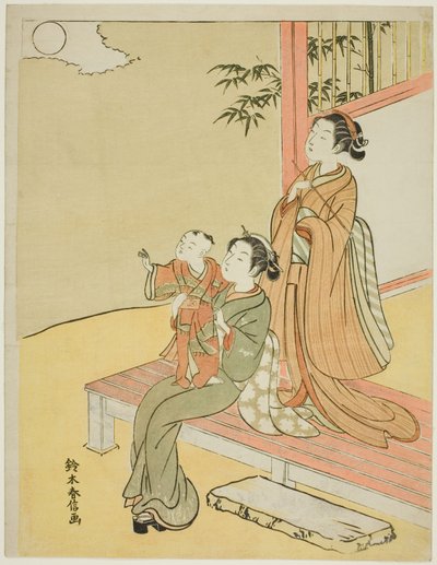 Observando la luna de Suzuki Harunobu