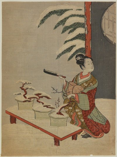 Parodia visual de la obra de teatro Noh «Hachi no ki» de Suzuki Harunobu