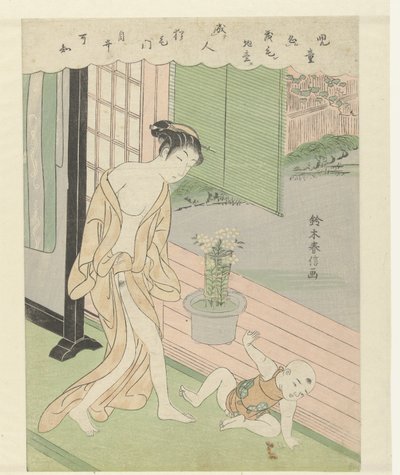 esposa e hijo travieso de Suzuki Harunobu