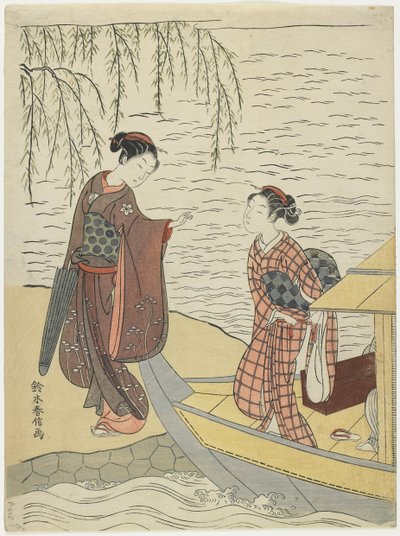Mujeres desembarcando de un barco, c. 1767 de Suzuki Harunobu