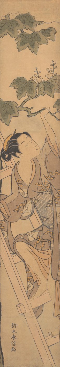 Joven Mujer Subiendo una Escalera de Suzuki Harunobu