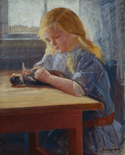 Niña jugando con muñeca de Sven Jorgensen