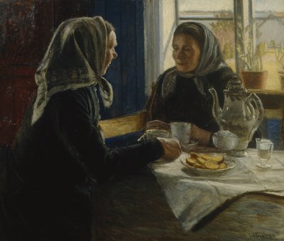 Dos mujeres bebiendo café (óleo sobre lienzo) de Sven Jorgensen