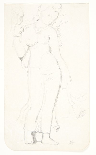 Mujer de Pie. Hoja de Estudio de Relieves en Borobudur, Java de Svend Rathsack