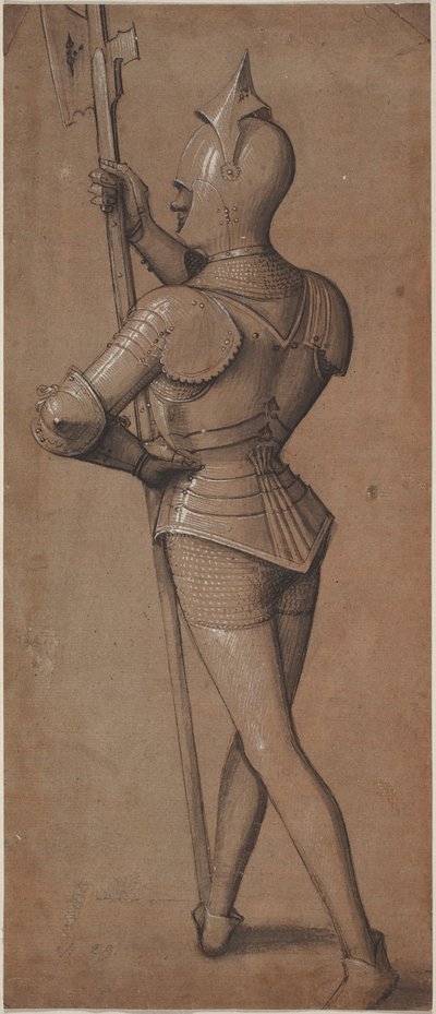 Caballero en armadura, sosteniendo una alabarda de Swabian School