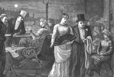 Una noche de verano en la terraza de la Casa de los Comunes, Palacio de Westminster, 1881 de Swain