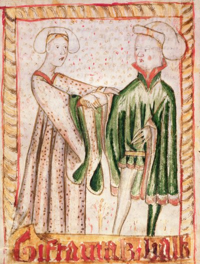 Un matrimonio, de los Códigos de Ley Nacional de Magnus Eriksson (1319-64) c.1450 de Swedish School