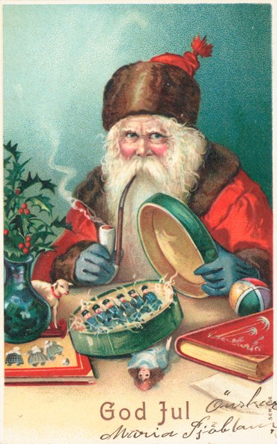 Tarjeta de Navidad sueca (litografía en color) de Swedish School