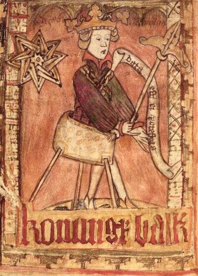 El Rey impartiendo justicia, de los Códigos de Ley Nacionales de Magnus Eriksson (1319-64) c.1450 de Swedish School