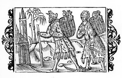 Dos finlandeses en esquí - en “De Gentibus Septrionalibus” del Arzobispo Olaus Magnus, Suecia de Swedish School
