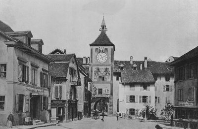 Antigua puerta de la muralla en Liestal, Bale-Campagne (foto en b/n) de Swiss Photographer