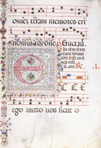 Una Gran Inicial Decorada "E", c.1500 de Swiss School