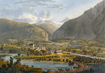 Bergantín en el Ródano, Alpes Berneses, Suiza, de Voyage Pittoresque de Geneve a Milan, 1819 de Swiss School