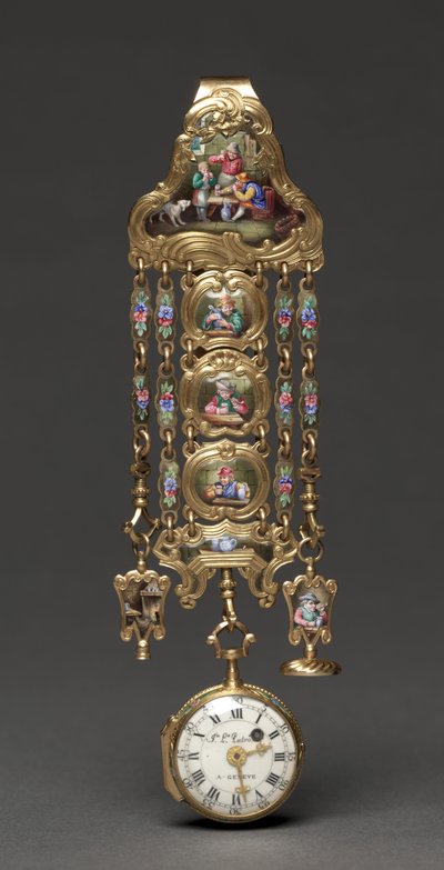 Reloj Chatelaine, mediados de 1800 (metal y esmalte) de Swiss School
