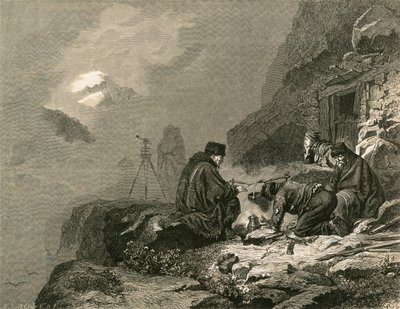 Topógrafos de ingeniería en las montañas de Swiss School