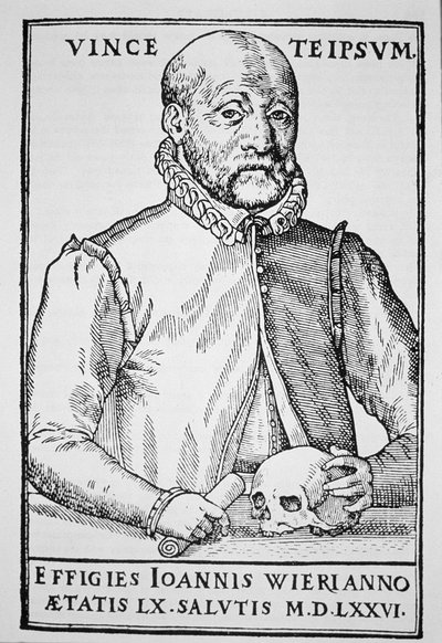 John Wier (1516-88) copia de una ilustración de De Lamiis Liber, Basilea 1577, usado en una Historia de la Magia, publicado a finales del siglo XIX de Swiss School
