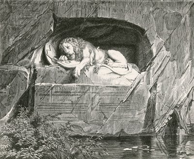 Monumento en Lucerna a los guardias suizos que cayeron defendiendo a la familia real de Francia, 10 de agosto de 1792 de Swiss School