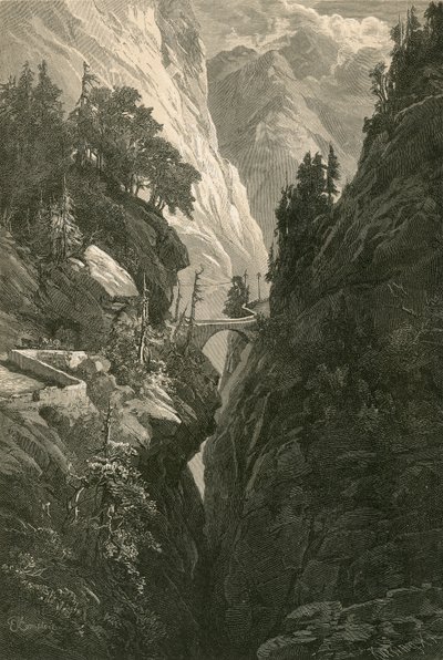 Escena en la Via Mala, en el camino de Coire a Splugen de Swiss School